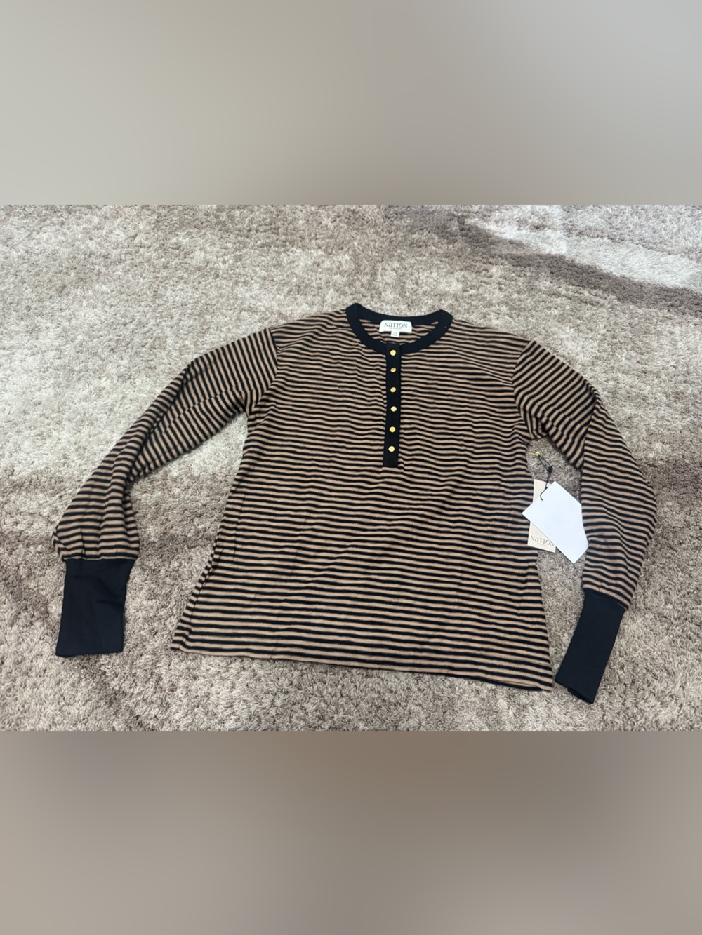 Nation brown and black stripped long sleeve